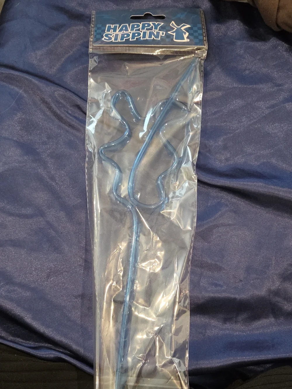 Blue Dutch Bros Sign Straw